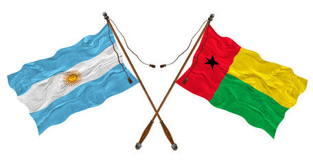 National flag of Guinea-Bissau and Argentina. Background for designers