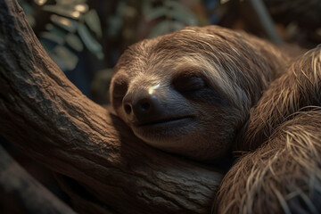 Sloth sleep. Generative AI.