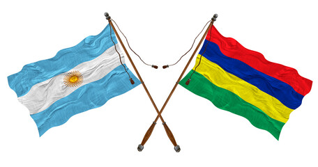 National flag of Mauritius and Argentina. Background for designers