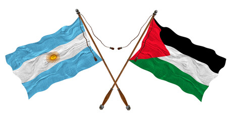 National flag of Palestine and Argentina. Background for designers