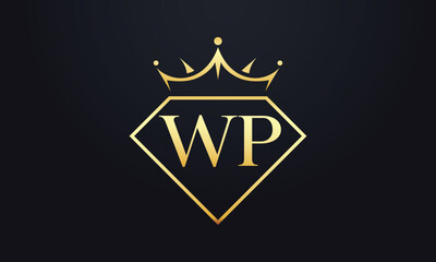 Diamond crown vector. Luxury queen logo for jewelry vector with letters	