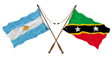 National flag of Saint Kitts and Nevis and Argentina. Background for designers