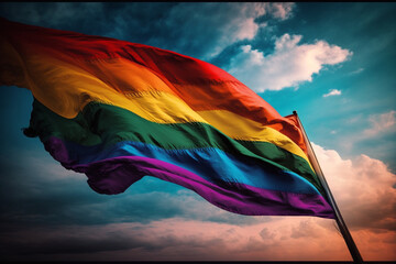 Rainbow Flag Waving in the Wind - LGBT Pride