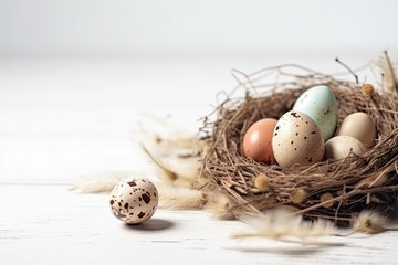 Obraz premium Easter eggs, decoration, basket, nest