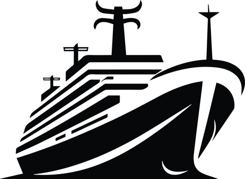 Cruise ship Logo Monochrome Design Style
