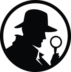 Detective Logo Monochrome Design Style
 - obrazy, fototapety, plakaty