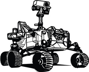 Mars rover Logo Monochrome Design Style
