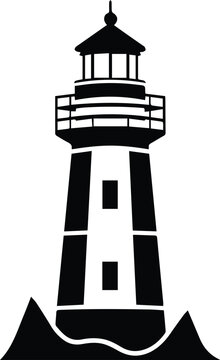 Lighthouse Logo Monochrome Design Style

