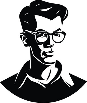 Man In Glasses Logo Monochrome Design Style
