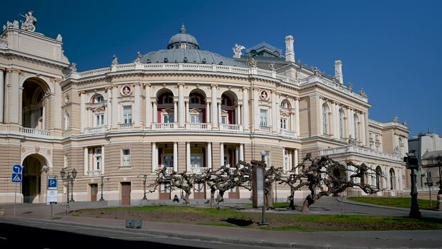 Opera and Ballet Theater in Odessa, Ukraine, on a sunny day