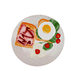 Watercolor painting, clean food, healthy