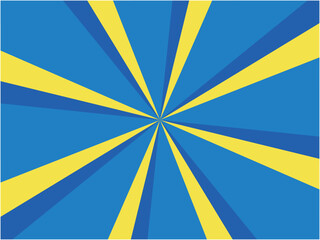 カラフルなアニメテイスト立体的集中線背景_ブルー&times;イエロー系