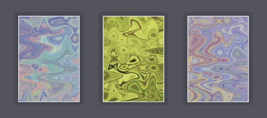 Fototapeta na wymiar Set of Liquid color trendy textures. Abstract wave and splash effect 