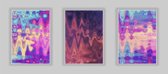 Set of Liquid color trendy textures. Abstract wave and splash effect 