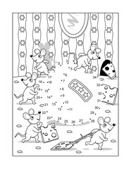 Mice and cheese dot-to-dot activity sheet
