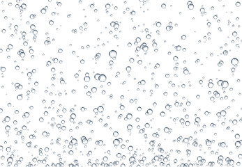 Realistic fizz bubbles, underwater soda water bubbles of transparent fizzy drink, vector background. Fizz air bubbles in water, effervescent texture of oxygen in sparkling water or champagne