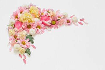 frame of flowers on white background