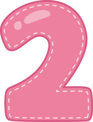 Cute funny number 2 with dotted lines and glossy