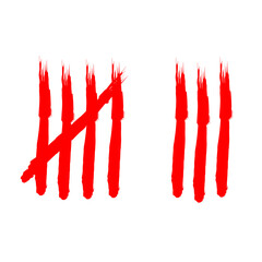 Red Tally Marks, Numberic, Tradisional Number