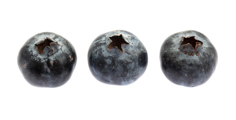 Ripe blueberries isolated on white background. Macro.
