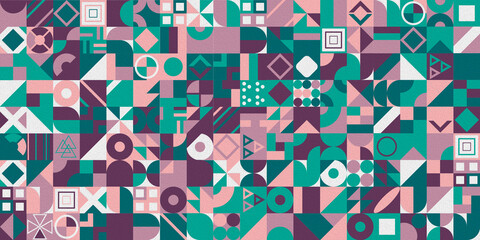 Retro pattern of different shapes. Colorful vector mosaic backdrop. Geometric hipster retro background.
