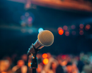 microphone on stage scene concert music live party