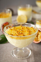 Concept of delicious food - Passion fruit mousse