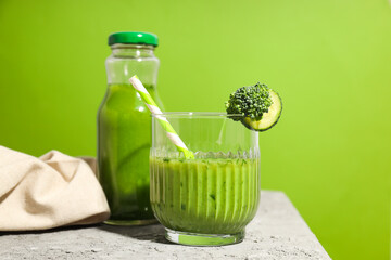 Green detox smoothie, concept of healthy nutrition and healthy lifestyle