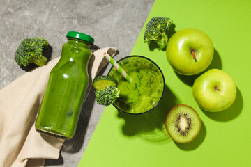 Green detox smoothie, concept of healthy nutrition and healthy lifestyle