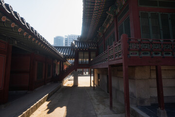 Fototapeta na wymiar Deoksugung Palace during winter afternoon at Jung-gu , Seoul South Korea : 8 February 2023