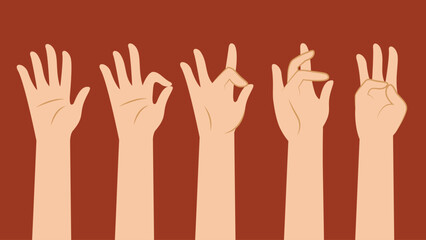Obraz premium Hands showing ok sign. Vector illustration in flat design style.
