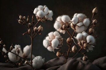 Cotton Flowers. Generative AI
