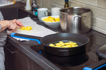 pan on the kitchen stove