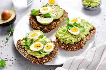 Avocado and Quail Egg Toasts, Healthy Snack or Breakfast