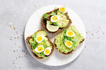 Avocado and Quail Egg Toasts, Healthy Snack or Breakfast