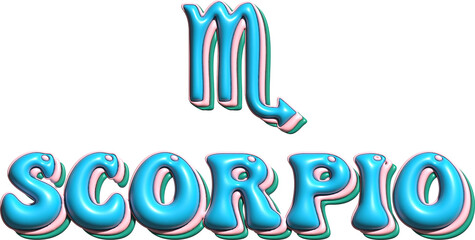 Scorpio 3D illustration. Zodiac signs. astrology symbols for horoscope template. Cute zodiac  isolated