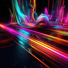 Colorful neon abstract design. Generative AI