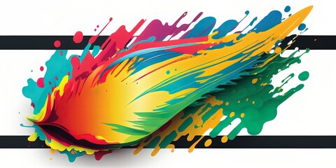 Color brushstroke oil or acrylic paint illustration. AI generative.