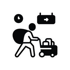 Black solid icon for carried 