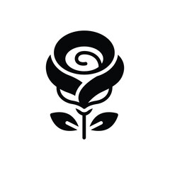 Black solid icon for rose 