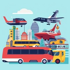 traveling by vehicle, ship, or other modes of transportation. Booking a tour online idea ,Generative AI.