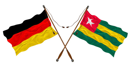 National flag of  Togo  and Germany. Background for designers
