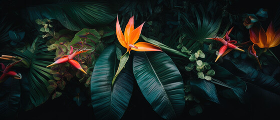 Beauty of the tropics through botanical illustrations of exotic flowers and plants