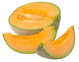 cantaloupe melon isolated on a transparent background