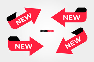 
New Stickers Set With Arrow Shape. For New Arrival Product Tags, Label, Banner, Icon, Sign. Vector Illustration