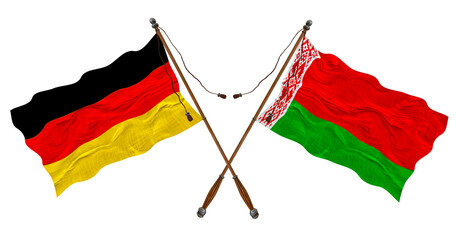 National flag of Belarus  and Germany. Background for designers