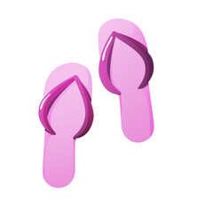 Pink flip flops isolated on white background. Vector illustration in cartoon style