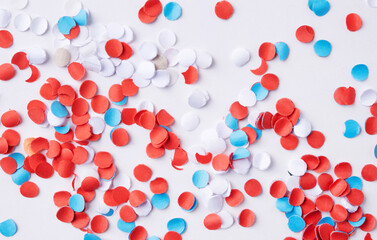 colorful circle shape confetti from shredded paper , decorations for fourth july