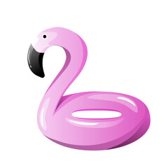 Pink flamingo isolated on a white background. Vector cartoon illustration.