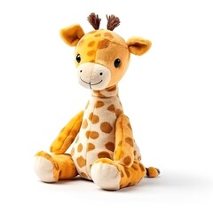 Cute giraffe plus toy animal toy with white background, animal doll with Generative AI